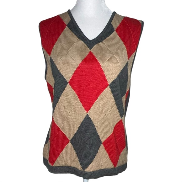 Liz Claiborne Sweaters - Liz Claiborne LizSport Women’s Sleeveless V-Neck Sweater Size M Argyle